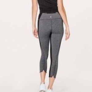 Lululemon On Your Mark Cropped Lgggings Heathered Black Size 8